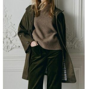 Sézane Hugo Parka Olive Green Sz 36 NWT